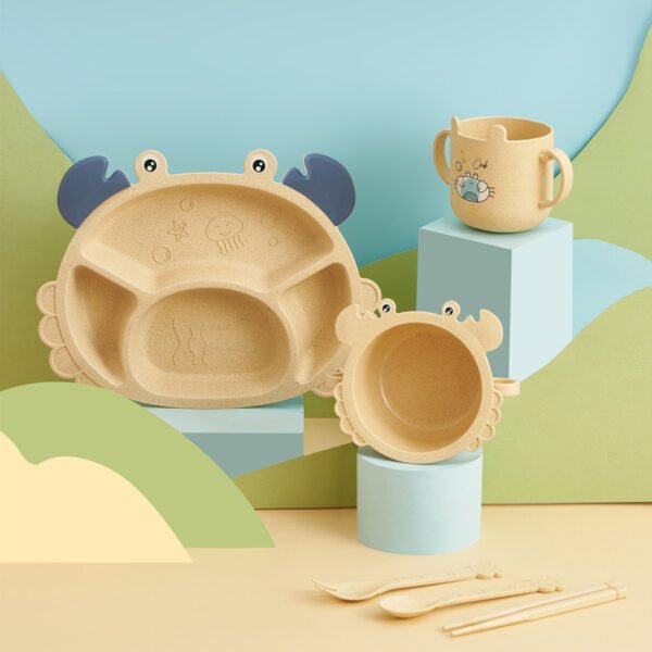 Children's Crab Cutlery 6-piece Set Baby Creative Shaped Home Dining Plate