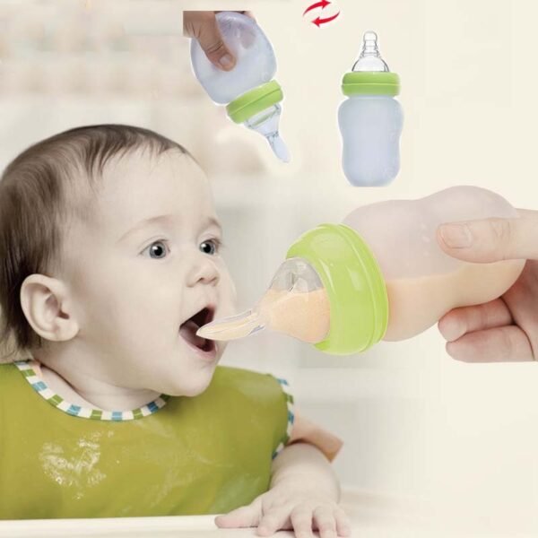 Wide caliber 180mL silicone spoon feeding bottle